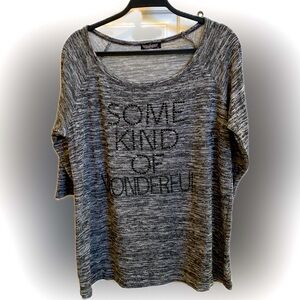 🩶 Vanilla Sugar “Some Kind Of Wonderful” Rhinestone Graphic Tee, 3/4 Sleeve 1X